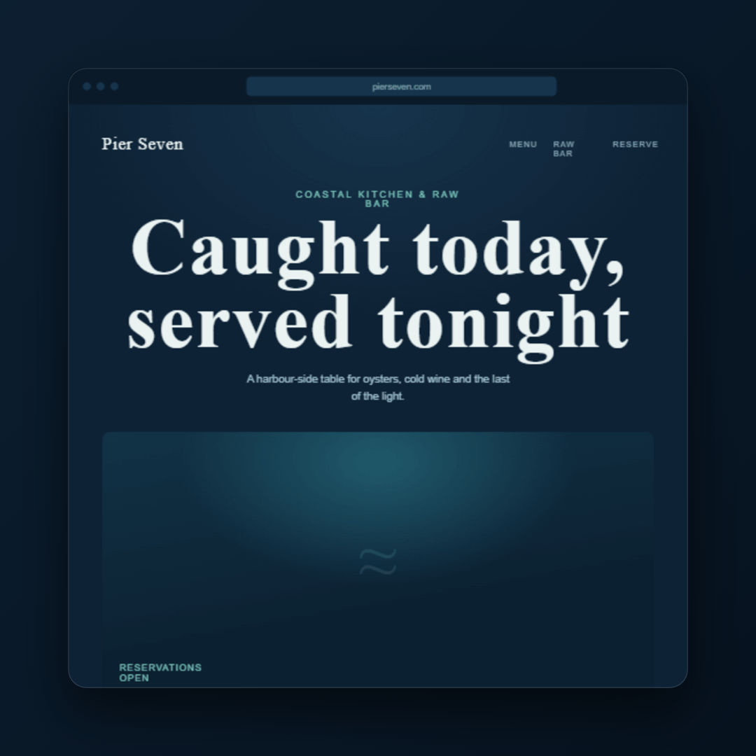 Pier Seven bistro website mockup